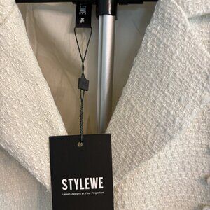 Stylewe "Old Money Aesthetics" Textured White Blazer and Pants XL (sz 16) NEW